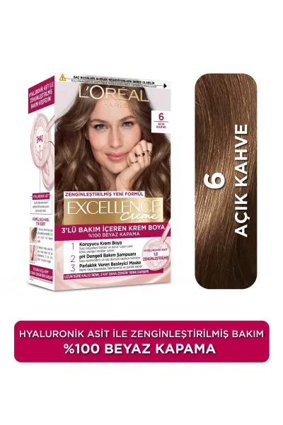 Açık Kahve L’Oréal Paris Excellence Creme 6 Açık Kahve Saç Boyası 282924