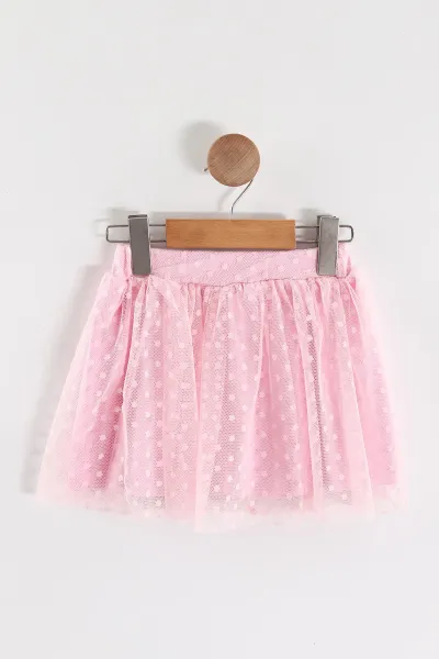 Açık Pembe (2-5 Yaş)Fiyonk Aplikeli Tül Etekli Kız Çocuk Takım 461457