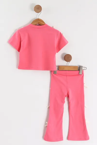 Açık Pembe (2-6 Yaş) Fiyonk Detaylı Taytlı Kız Çocuk Yazlık Takım 464622
