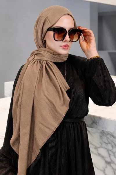 Açık Taba 180x70 Cm  Bambu Kraş Düz Desen Şal 460253
