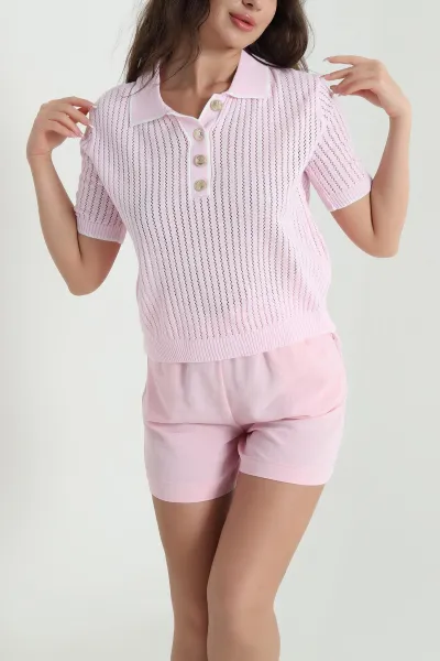Ajurlu Polo Yaka Kadın Triko 462403