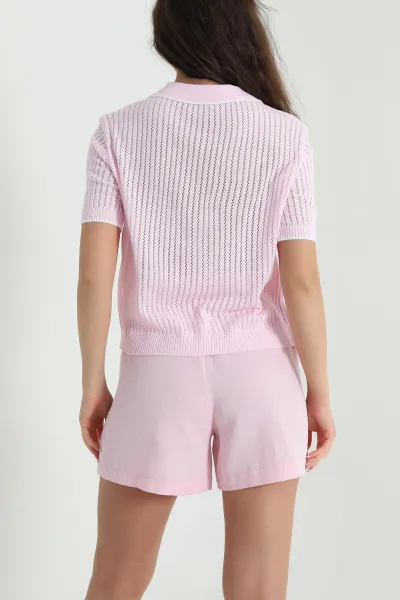 Ajurlu Polo Yaka Kadın Triko 462403