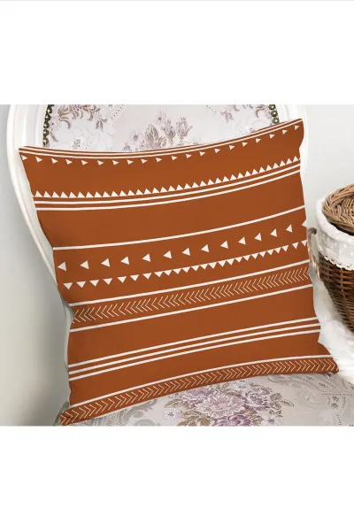 Kiremit 43x43 Dijital Baskılı Fermuarlı Modern Kırlent Kılıfı 272085