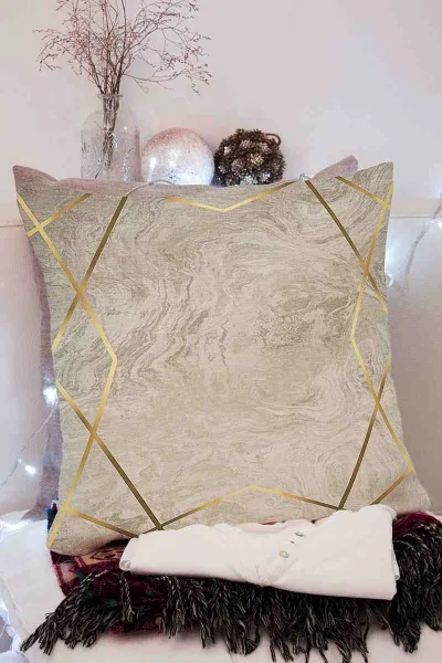 Taş 43x43 Dijital Baskılı Fermuarlı Modern Kırlent Kılıfı 252263