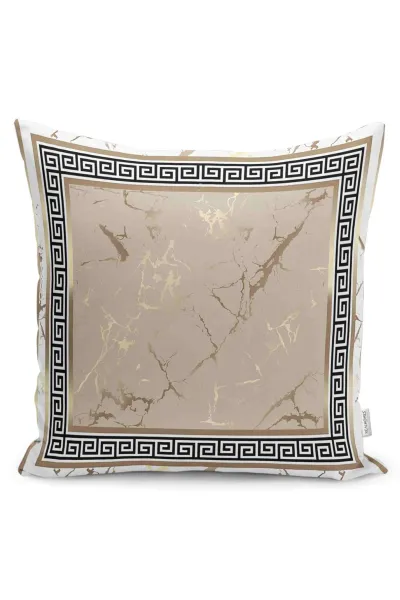 Altın 43x43 Dijital Baskılı Fermuarlı Modern Kırlent Kılıfı 252273