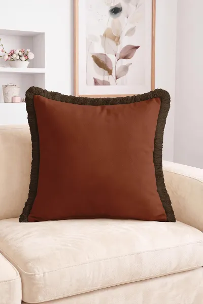 43x43 Cm Dijital Baskılı Fermuarlı Çift Taraflı Saçaklı Kırlent Kılıfı 483424