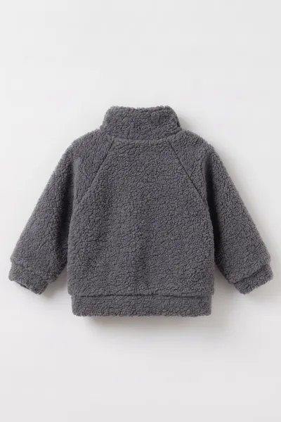 Antrasit (0-4 Yaş) Reglan Kol Cep Detay Kuzu Erkek Çocuk&Bebek  Hırka 487868