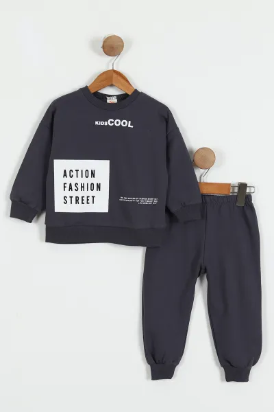 Antrasit (1-4 Yaş) Action Fashion Baskılı   2 İp Erkek Çocuk Takım 428610
