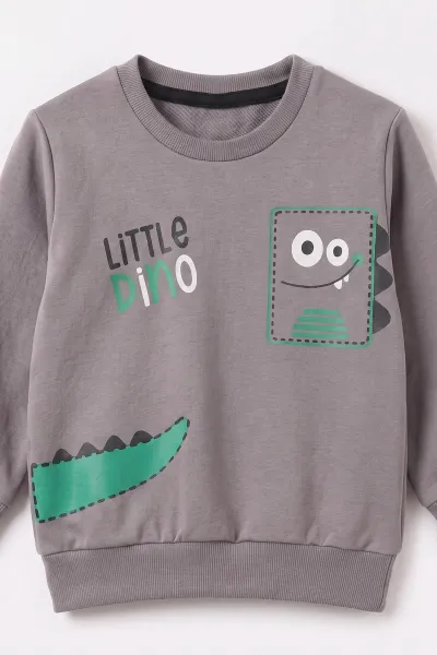 Antrasit (1-4 Yaş) Little Dino Baskılı 2 İp Erkek Çocuk&Bebek Mevsimlik Takım 495081
