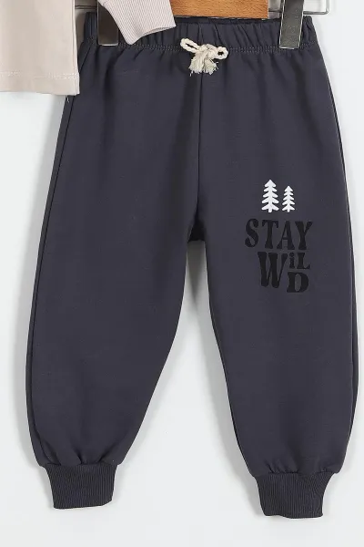 Antrasit (1-4 Yaş) Stay Wild Süzene Nakışlı Erkek Çocuk Mevsimlik Takım 425863