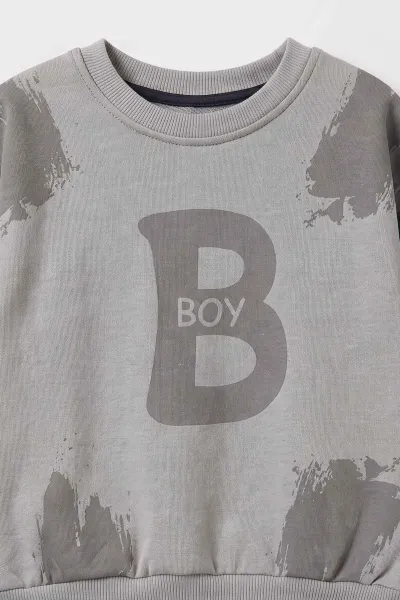 Antrasit (1-5 Yaş) Boy Baskılı 3 İp Şardonlu Erkek Çocuk Kışlık Takım 500980
