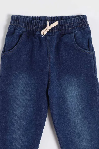 Antrasit (1-5 Yaş) Brave Baskılı Yaka Patlı 3 İp Şardonlu Sweatli Kot Pantolonlu Erkek Çocuk Kışlık Takım 496206