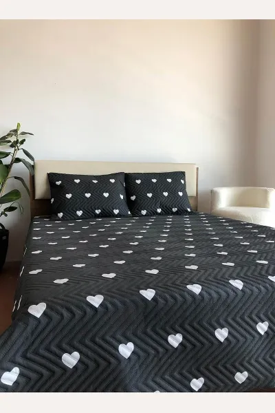 Antrasit 160x240 Cm Tek Kişilik Çok Amaçlı Pike Takımı 395549