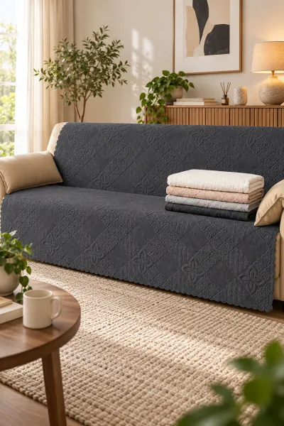 Antrasit 170x215 Cm Bella Home Focus Asorti Koltuk Örtüsü 487073