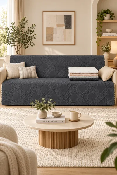 Antrasit 170x215 Cm Bella Home Focus Asorti Koltuk Örtüsü 487073