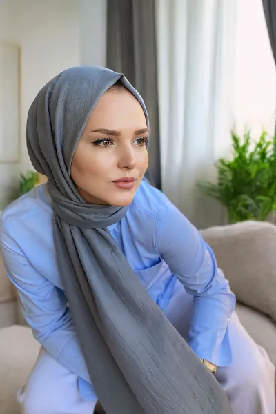 Antrasit 180x70 Pamuk Kraş Kırışmaz Şal 270783