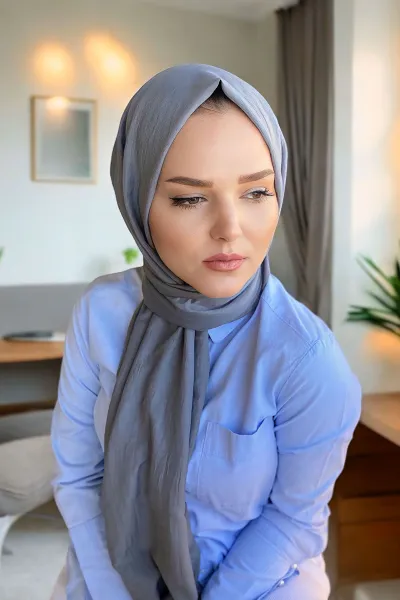 Antrasit 180x70 Pamuk Kraş Kırışmaz Şal 270783