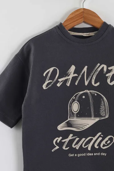 Antrasit (2-6 Yaş) Dance Studios Baskılı Şortlu Süprem Erkek Çocuk Yazlık Takım 438086
