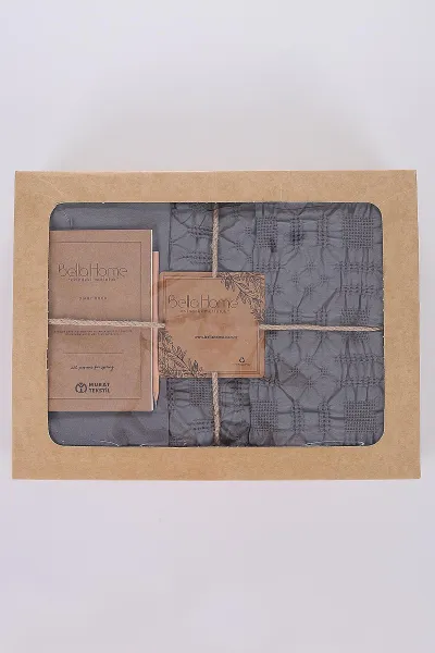 Antrasit 200x220 Cm Bella Home Çift Kişilik Kristal Jakarlı Nevresim Takımı - Zarif Desen & Premium Kalite 475809