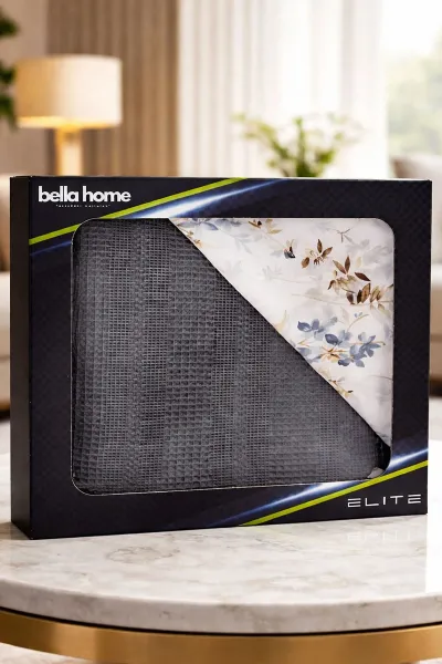 Antrasit 200x230 Cm Bella Home Çift Kişilik Pamuklu Petek Pike Takımı 474613