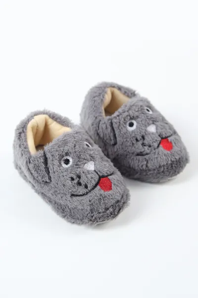 Antrasit ( 21 - 24 ) Peluş Figürlü Erkek Bebek Panduf 488297