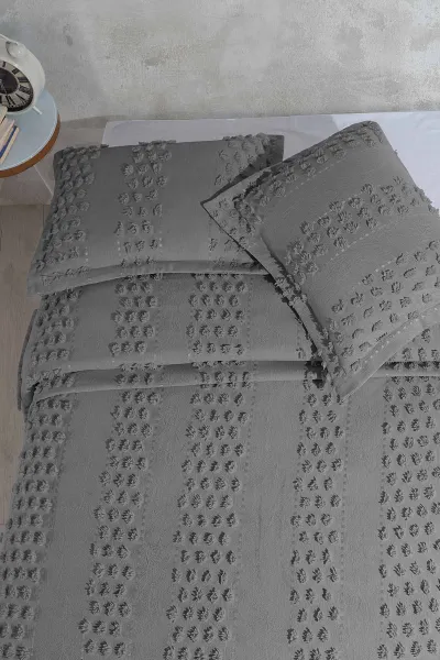 Antrasit 240x260 Çift Kişilik Gelin Seti Yatak Örtüsü 307697