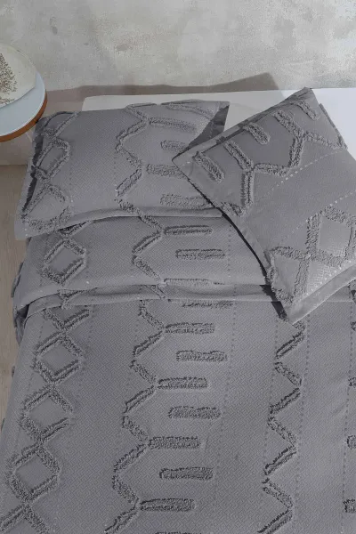 Antrasit 240x260 Çift Kişilik Gelin Seti Yatak Örtüsü 307701