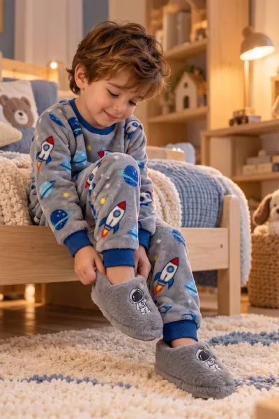 Antrasit ( 25 - 30 ) Peluş Figürlü Erkek Çocuk Panduf 499077