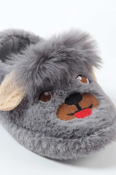 Antrasit ( 25 - 30 ) Peluş Figürlü Kız Çocuk Panduf 488274