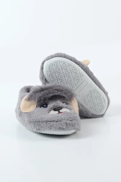 Antrasit ( 25 - 30 ) Peluş Figürlü Kız Çocuk Panduf 496277