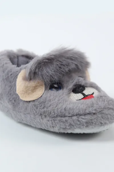 Antrasit ( 25 - 30 ) Peluş Figürlü Kız Çocuk Panduf 496277