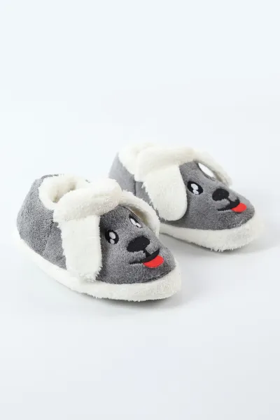 Antrasit ( 25 - 34 ) Peluş Figürlü Erkek Çocuk Panduf 494659