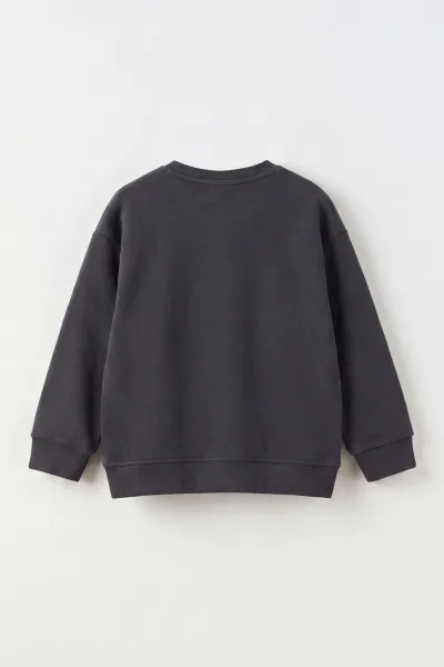 Antrasit (3-12 Yaş) Boston Baskılı Erkek Çocuk Sweatshirt 473822
