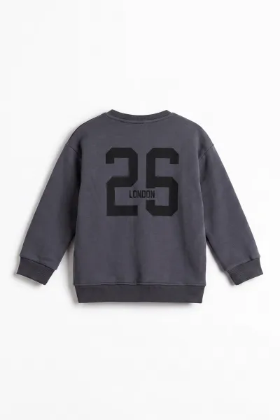 Antrasit (3-12 Yaş) London  Baskılı 3 İp Şardonlu  Erkek Çocuk Sweatshirt 478995
