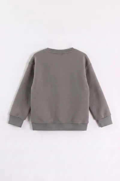 Antrasit (3-12 Yaş) Süzene Toplu Nakışlı Erkek Çocuk Swatshirt 473803