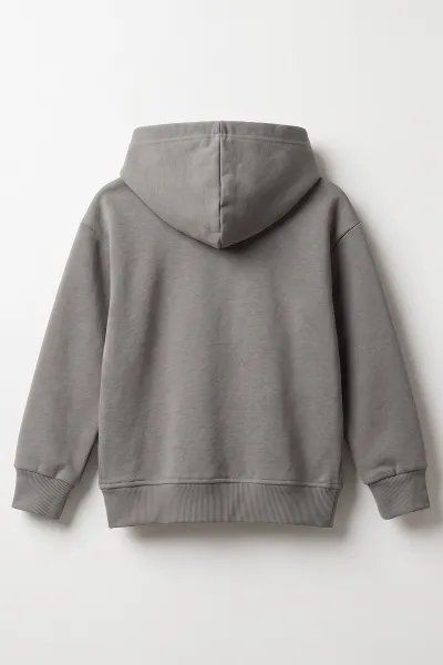 Antrasit (3-12 Yaş)Süzene  Superday Nakışlı  ve Kapüşonlu 3 İp Şardonlu Erkek Çocuk Sweatshirt 478637