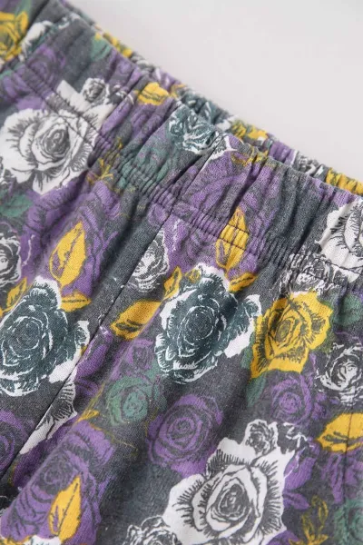 Antrasit (3-15 Yaş) Kedi Baskılı Ribana Kumaş Kız Çocuk Pijama Takımı 477076