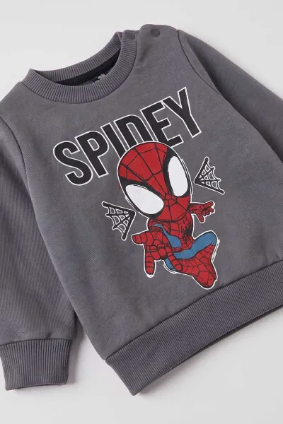 Antrasit (3-24 Ay) Spidey Baskılı 3 İp Şardonlu Erkek Bebek Kışlık Takım 497119