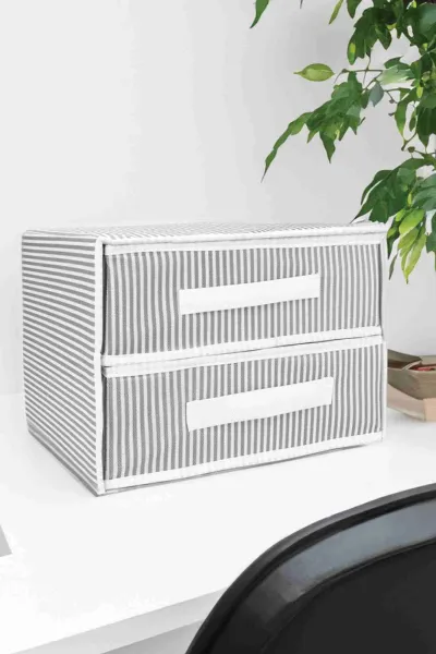 Antrasit 30x31x22 / 2 Bölmeli Bez Çekmece Organizer Düzenleyici 250437