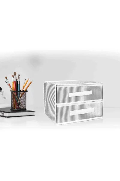 Antrasit 30x31x22 / 2 Bölmeli Bez Çekmece Organizer Düzenleyici 250437