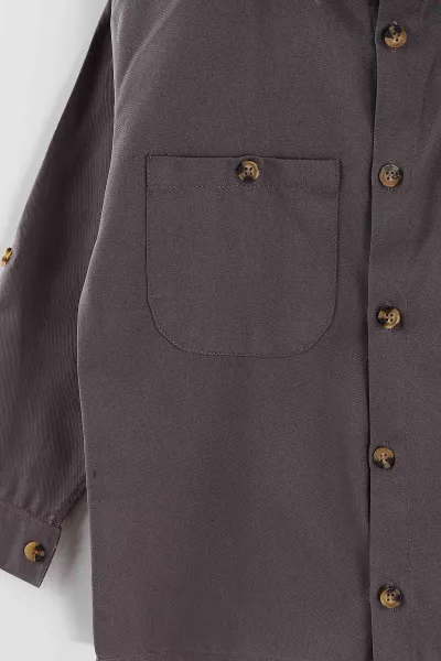 Antrasit (4-13 Yaş)  Çift Cepli Oversize Kalıp Erkek Çocuk Gabardin Gömlek 442187