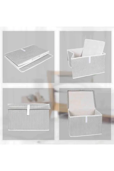 Antrasit 40x30x26 Çizgili Çok amaçlı Kutu Mini 250215