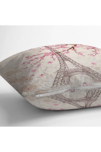 Pembe 43x43 Dijital Baskılı Fermuarlı Modern Kırlent Kılıfı 272872