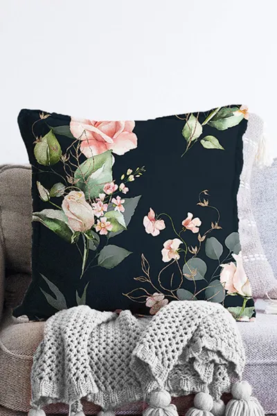Füme 43x43 Dijital Baskılı Fermuarlı Modern Kırlent Kılıfı 272882