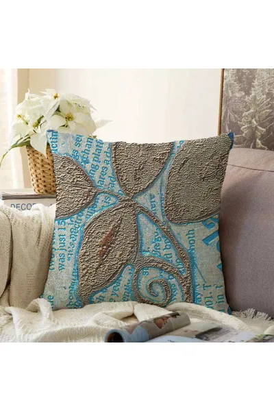 Mavi 43x43 Dijital Baskılı Fermuarlı Modern Kırlent Kılıfı 272892