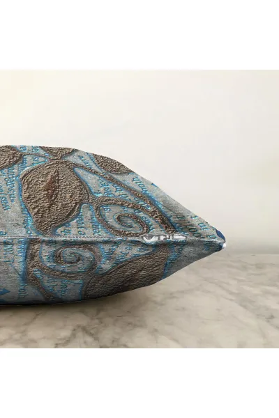 Mavi 43x43 Dijital Baskılı Fermuarlı Modern Kırlent Kılıfı 272892