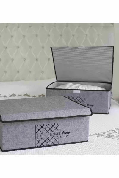 Antrasit 50x40x19 Keçe Kapaklı Baza Kutu 249874