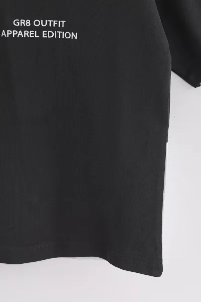 Antrasit (6-14 Yaş) Outfith Baskılı 2 İp Erkek Çocuk Tişört 469269