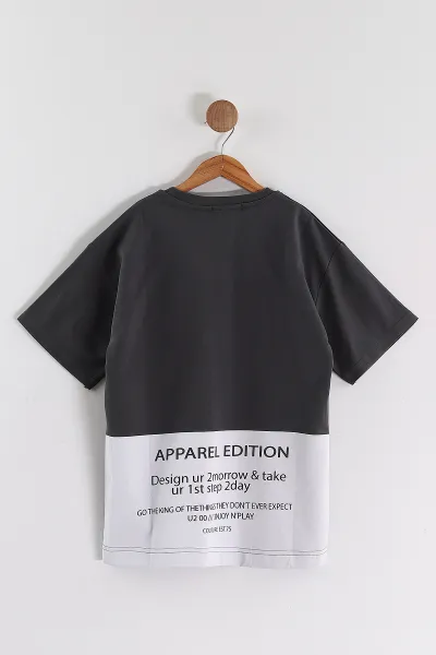 Antrasit (6-14 Yaş) Outfith Baskılı 2 İp Erkek Çocuk Tişört 469269