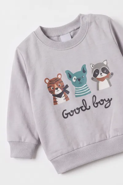 Antrasit (6-24 Ay) Good Boy Baskılı  2 İp Erkek Bebek Mevsimlik Takım 484019